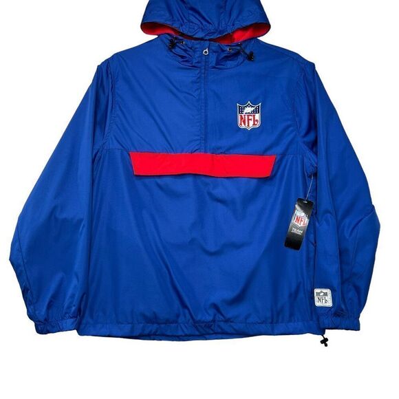 NFL Men's Shield Logo 1/2 Zip Hooded Windbreaker Pullover Jacket - Picture 4 of 14